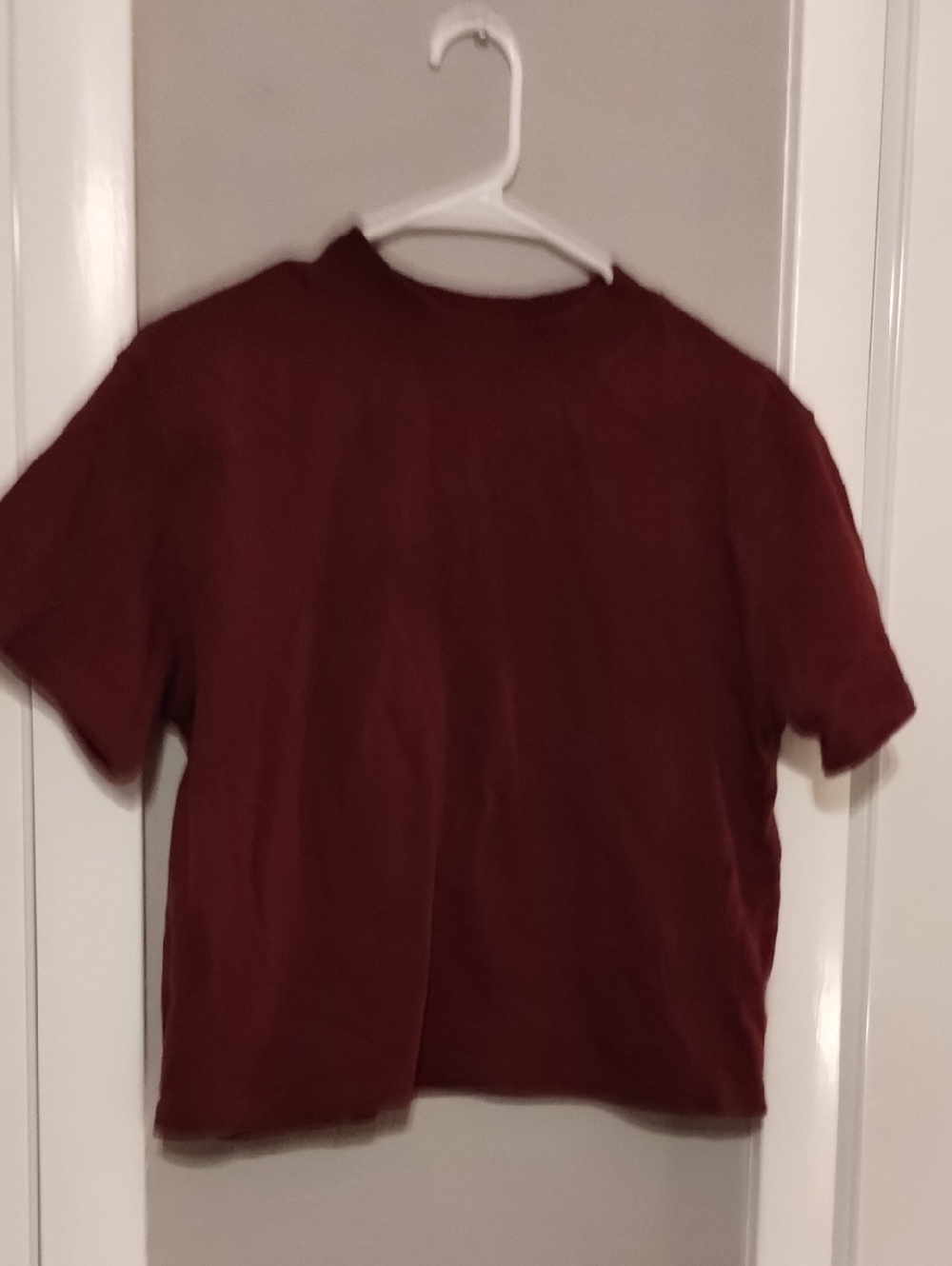 Le Bon Shoppe Burgandy Mock Neck T Shirt S